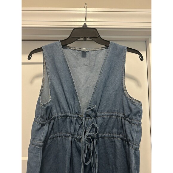 Denim Utility Sleeveless Shirt dress Size XL Medium Blue Wash Concert Festival - Picture 3 of 7